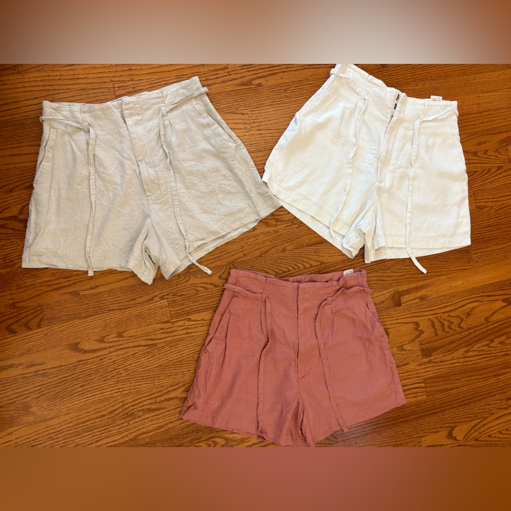Stylish Women's Linen Shorts - Cream, White, and Pink